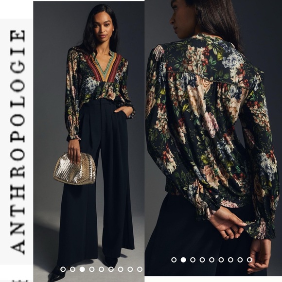 NWOT Bl^nk London x Anthropologie Stephanie Floral Long Sleeve Top xxs - Picture 3 of 16